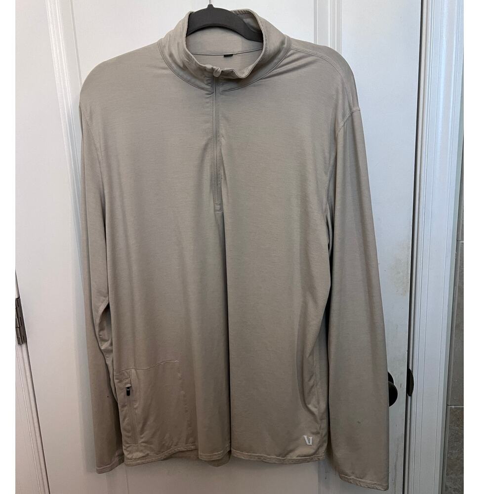 Vuori Ease Performance Half Zip Pullover Men's XL Cream Long Sleeve Athletic Fit